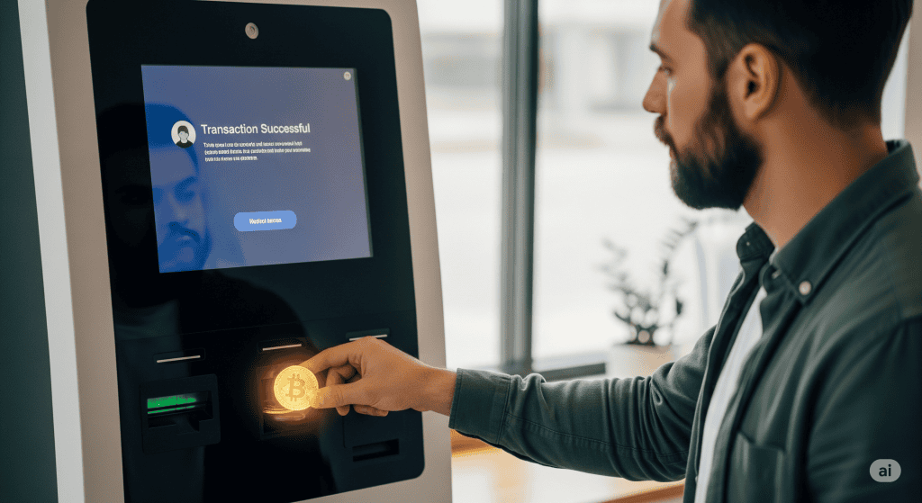 Guía paso a paso sobre cómo comprar Bitcoin en España, mostrando una transacción segura para adquirir criptomonedas.